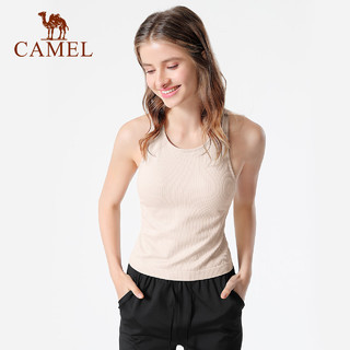 骆驼（CAMEL）瑜伽服女背心高级感一体织带胸垫内衣服外穿运动美背打底 YF52252008,藕紫 M