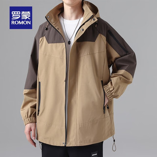 罗蒙（ROMON）休闲撞色冲锋夹克登山服户外衣服男 浅灰 M