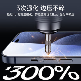 亿色苹果15 Pro钢化膜iPhone15 pro手机膜钢化康宁膜高清防指纹全包边全屏覆盖防摔手机前保护贴膜