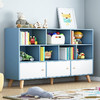 SHICY 实采 书架置物架落地玩具收纳柜矮书柜多层储物柜子分层架格子柜阅读架 80cm-皎蓝色