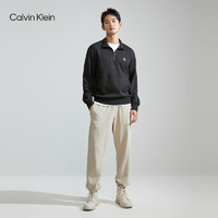 Calvin Klein  Jeans男士简约字母印花拉链半襟立领卫衣J324320 BEH-太空黑 S