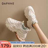 达芙妮（DAPHNE）厚底透气运动鞋女2023鞋子高颜值百搭ins潮港风休闲老爹鞋女 米绿色 40