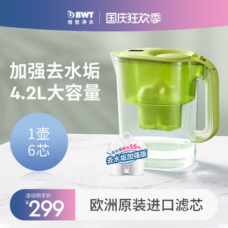 BWT 倍世 德国bwt净水壶家用4.2L净水器过滤水净化器进口滤芯过滤水壶+6芯