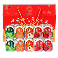 九日 jiur）韩国进口 混合口味果肉果汁饮料 过节送礼 精美手提礼盒 10罐装