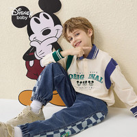 Disney 迪士尼 童装儿童男童polo长袖T恤拼接撞色舒适上衣DB331AE02绿紫140