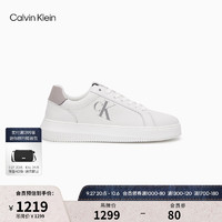 Calvin Klein  Jeans男士经典字母压印小白鞋篮球运动鞋YM00775 02T-月光白/铅灰 40