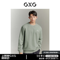 GXG男装 秋卫衣男印花宽松休闲圆领卫衣卫衣 豆绿色 180/XL