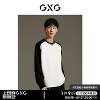 GXG男装 商场同款撞色印花长袖T恤 秋季GEX13414203 白色 180/XL