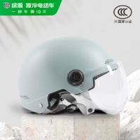 LUYUAN 绿源 电动车自行车头盔 3C认证 四季通用 哑光黑赠茶色长镜
