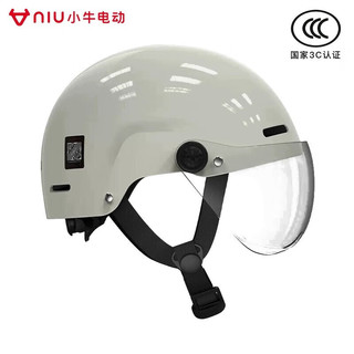 小牛电动 电动车头盔3C认证 骑行配件 防晒透气半盔 水泥灰