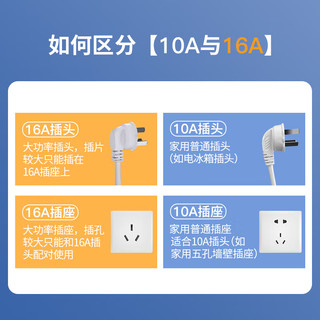 飞利浦（PHILIPS）新国标16A大功率插座/热水器/空调插排/排插/拖线板/儿童保护门/拖板 3位总控1.8米