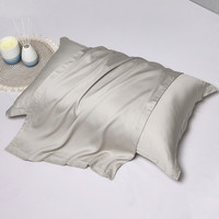 SHERWOOD枕套60支 竹纤维抗菌透气丝滑枕头套100%竹枕芯枕头套防尘套 浅灰色 50*75cm对装
