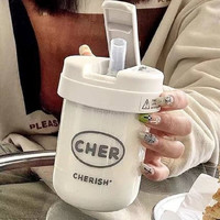 皇家洛克（ROYALLOCKE）吸管杯水杯女孕产妇月子儿童喝水杯子夏季天 雪山白