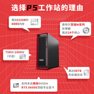 联想ThinkStation P5数据分析建模设计图形工作站W3-2423 64G*8 16T+1T 6000Aad 48G