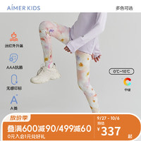 爱慕儿童（AIMER KIDS）秋冬3A抑菌无感印标女童九分打底裤运动外穿打底远红外小热皮 冬日繁花 170