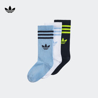 adidas 阿迪达斯 三叶草男小童儿童运动袜子 黑色/粉蓝/白 KM