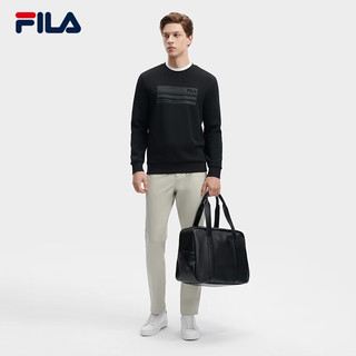 FILA 斐乐 男子针织套头衫休闲简约基础圆领卫衣 正黑色-BK 170/92A/M