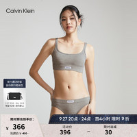 Calvin Klein内衣女士简约布标无钢圈轻运动背心式文胸QP3127O P7A-椰青灰 L