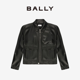 BALLY/巴利2023男士黑色皮革外套6304620 黑色 48