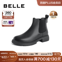 BeLLE 百丽 柔软法式切尔西靴女23冬季羊皮通勤短靴A2V1DDD3 黑色-厚绒 36