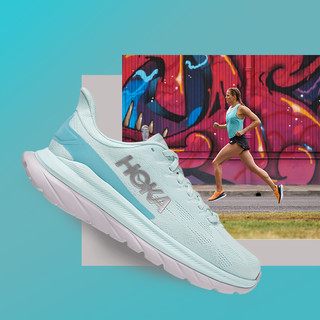 HOKA ONE ONE 男女鞋马赫4公路跑步鞋减震回弹轻便 36.5 玻璃蓝/海岸蓝-女