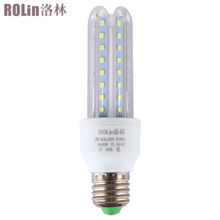 洛林 ROLin）LED灯泡3U型节能灯玉米灯E27螺口9W白光6500K（量大定制）