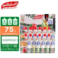 Millefruits 米莱菲 法国原装进口100%纯果泥多口味组宝宝90g*12袋组合装