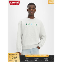 LEVI 's李维斯23秋季新款男士加绒圆领卫衣字母印花休闲保暖舒适美式复古 灰色 38712-0176 M