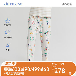 爱慕儿童（AIMER KIDS）男女童A类家居服3A抑菌儿童睡衣套头分身长袖/睡裤秋奶皮衣 男长裤-明星球员 90