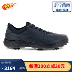 ecco 爱步 高尔夫球鞋BIOM G3 CLEATED GOLF时尚舒适 耐磨稳定 防水男士防滑钉高尔夫鞋 黑色 46码