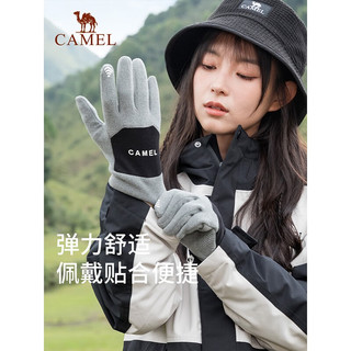 骆驼（CAMEL）户外冬季手套女保暖防寒手套指纹解锁触屏防滑骑车滑雪手套男 133CB00004，粉色 均码