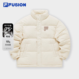 FILA FUSION斐乐潮牌款羽绒服时尚宽松立领男女装上衣 麦乳色-BG 160/84A/XS