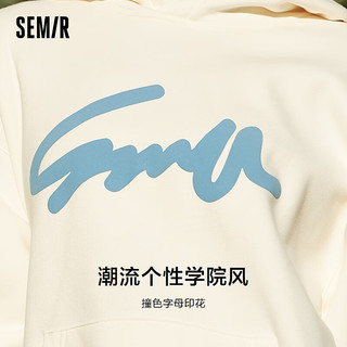 森马（Semir）张新成同款抗菌蓄热卫衣男23冬oversize保暖连帽上衣 奶白10534 160/80A/XS