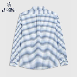 布克兄弟（BrooksBrothers）男士牛津纺免烫修身休闲长袖衬衫 4003-浅蓝格纹 S