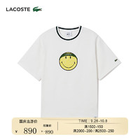 LACOSTE×SMILEY联名男士卡通宽松笑脸短袖T恤TH9227 70V/米白色 6