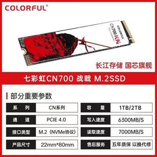 七彩虹(Colorful) SSD固态硬盘 M.2接口 NVMe协议PCIe4.0×4 台式笔记本 CN700 战戟 1TB