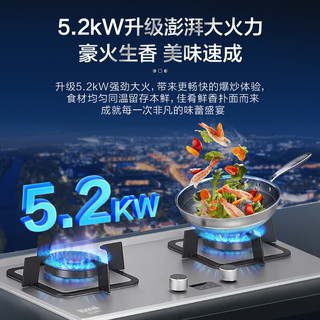 Rinnai 林内 家用嵌入式天燃气灶 台嵌两用可调节底盘 5.2kW双眼猛火定时灶 不锈钢 JZT-2E08MTX