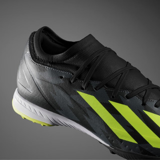 adidas阿迪达斯X CRAZYFAST INJ.3 TF男女硬人造草坪足球鞋 黑色/灰色/绿色 40.5(250mm)