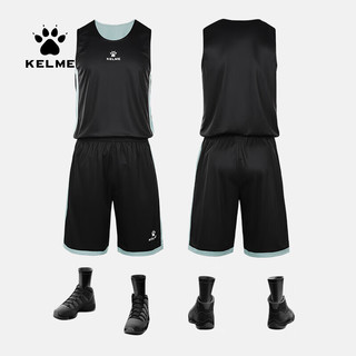 卡尔美（KELME）双面篮球服套装男比赛训练运动背心 深蓝黑 150 