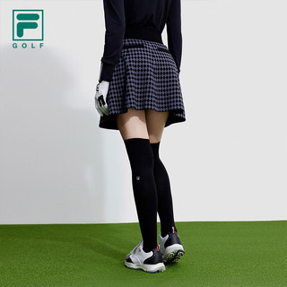 FILA 斐乐 女士织裙格纹宽松高尔夫运动半身裙 深黑-BK 160/62A/S