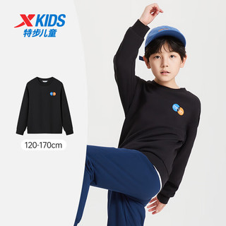 特步（XTEP）儿童童装男女童中大童塑形科技休闲套头卫衣 正黑色 130cm