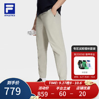 FILA 斐乐 男士梭织长裤基础休闲收口运动裤 浅工业棕-BG 170/80A/M