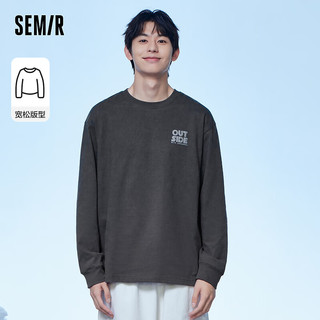 森马（Semir）罗小黑长袖T恤男立体图案宽松套头上衣 深灰20911 180/96A/XL