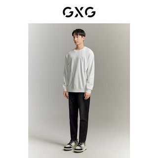 GXG男装23年秋季男装多色百搭舒适明线设计男式圆领卫衣 白色 170/M