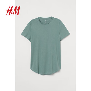 H&M 男装T恤2023夏季圆领中长款oversize纯色休闲短袖男0598755  175/108A