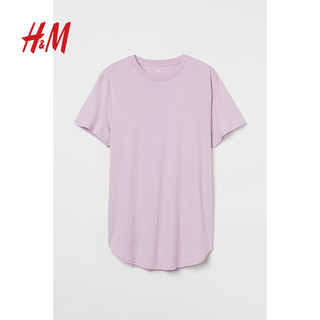 H&M 男装T恤2023夏季圆领中长款oversize纯色休闲短袖男0598755  175/108A