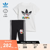 adidas阿迪达斯三叶草女婴童可爱卡通运动短袖套装II0855 白/黑色 98CM