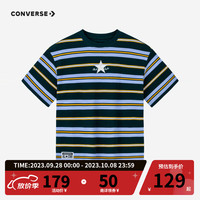 Converse匡威儿童装2023男童中大童条纹纯棉短袖T恤 龙鳞绿 150/72