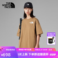 北面（The North Face）UE先锋系列设计女重磅绣标纯棉五分袖T恤83PN 173/棕色 XS/150