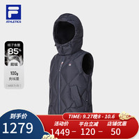 FILA 斐乐女士羽绒马甲2023冬基础简约网球运动连帽上衣 RD宝蓝-NV 160/80A/S